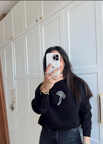 Diğer Siyah Baskili Kadin Sweatshirt