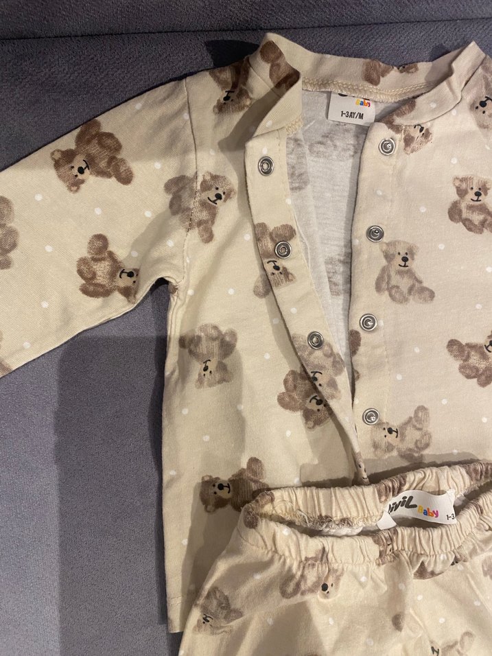 Bebek Erkek Pamuklu Ayıcık Desenli Takım - Görsel 3