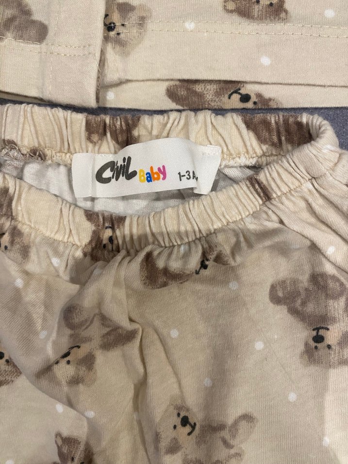 Bebek Erkek Pamuklu Ayıcık Desenli Takım - Görsel 2