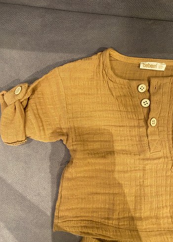 Kahverengi Keten Bebek Erkek Takımı - Görsel 2