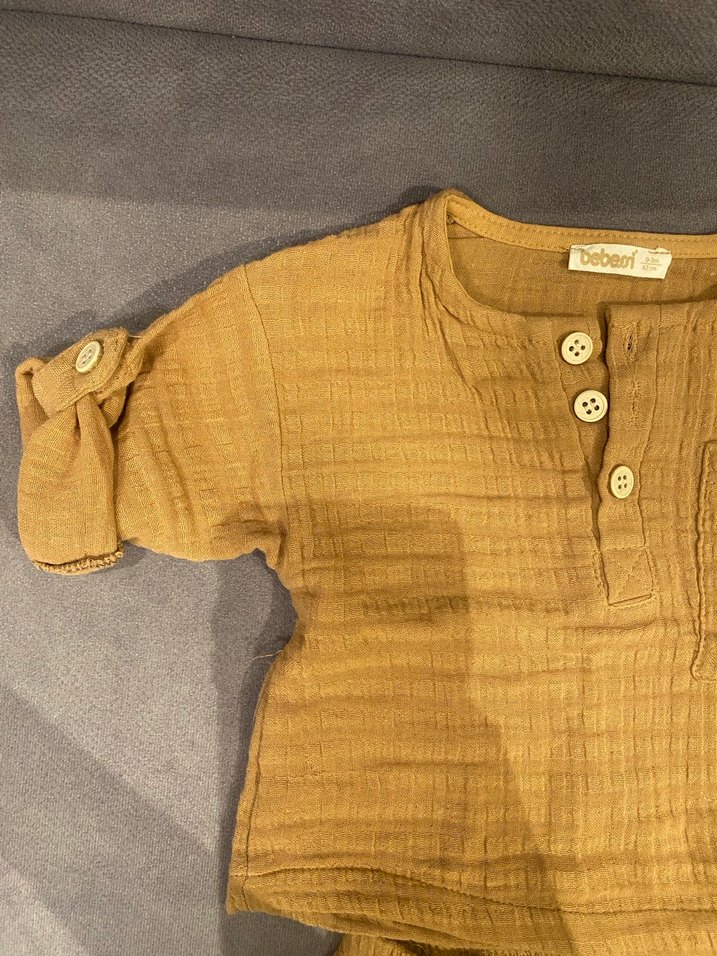 Kahverengi Keten Bebek Erkek Takımı - Görsel 2