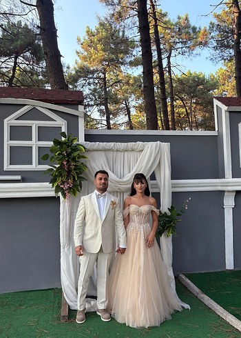 36 Beden Şampanya Rengi Straplez Nişanlık