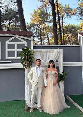 36 Beden ten rengi Renk Şampanya Rengi Straplez Nişanlık