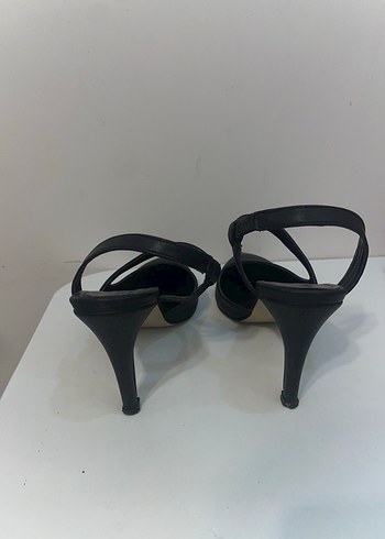 37 Beden Siyah Deri Stiletto Topuklu Kadın Ayakkabı