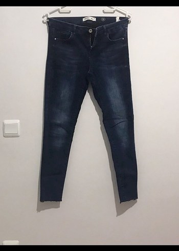 Lacivert Midi Boy Kadın Denim Pantolon