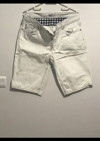 LCW Erkek Beyaz Denim Mini Şort