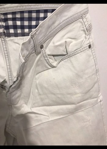 34 Beden beyaz Renk LCW Erkek Beyaz Denim Mini Şort