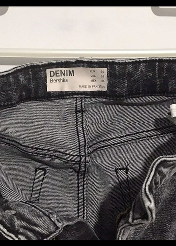 44 Beden Bershka Gri Yırtık Salaş Midi Kot Pantolon