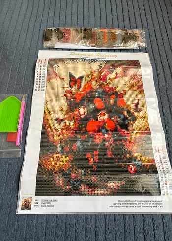 Çiçek Desenli Çok Renkli Elmas Mozaik Seti