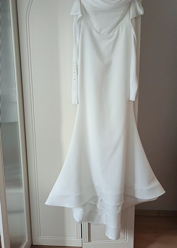 Uzun Beyaz Straplez A Kesim Gelinlik - Görsel 2