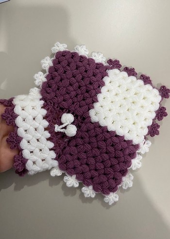 Mor Beyaz Örgü Banyo Süngeri - Görsel 3