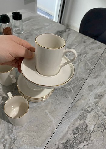 Beyaz Seramik Altın Kenarlı Fincan Takımı - Görsel 3
