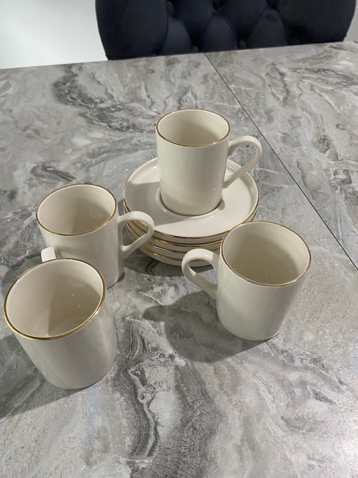 Beyaz Seramik Altın Kenarlı Fincan Takımı - Görsel 4