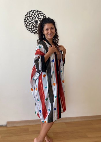 universal Beden çeşitli Renk Renkli Bağlamalı Uzun Bohem Kimono