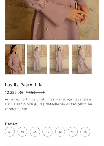 m Beden Uzun Kollu Mor Tesettür Nişan Elbisesi