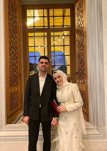 Uzun Kollu Beyaz nikah elbisesi