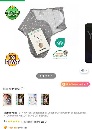 Gri Yıldız Desenli Bebek Kundak - Görsel 2