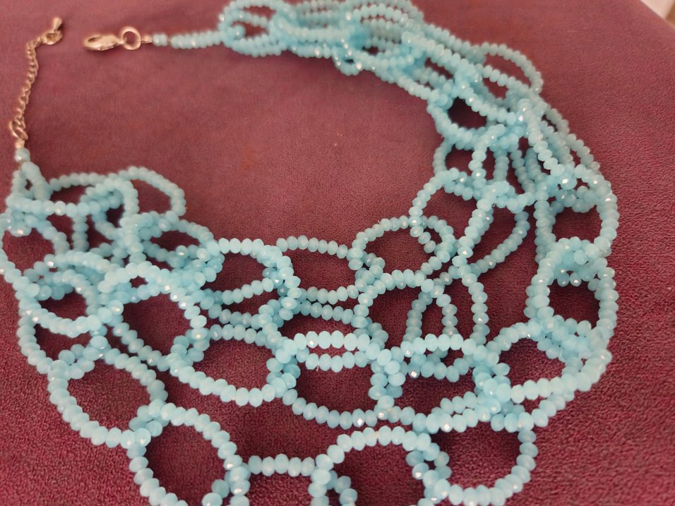 Uzun Turkuaz Zincir Detaylı Bohem Kolye - Görsel 4