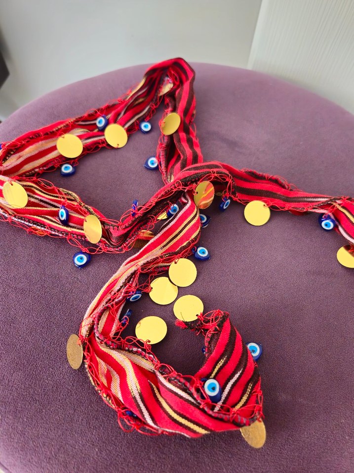 Karadeniz tarzı pullu boncuklu Renkli Kadın Fular saç bandı - Görsel 4