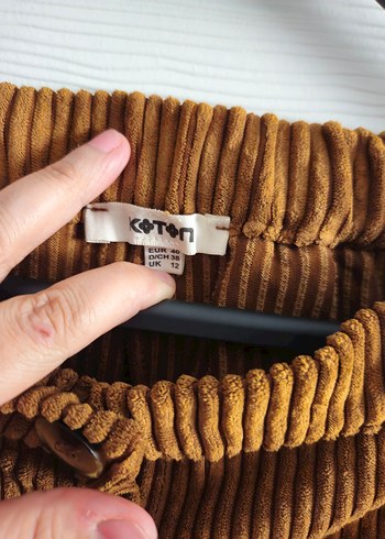 Koton 40 beden düğmeli Kadın Midi Süet Etek - Görsel 5