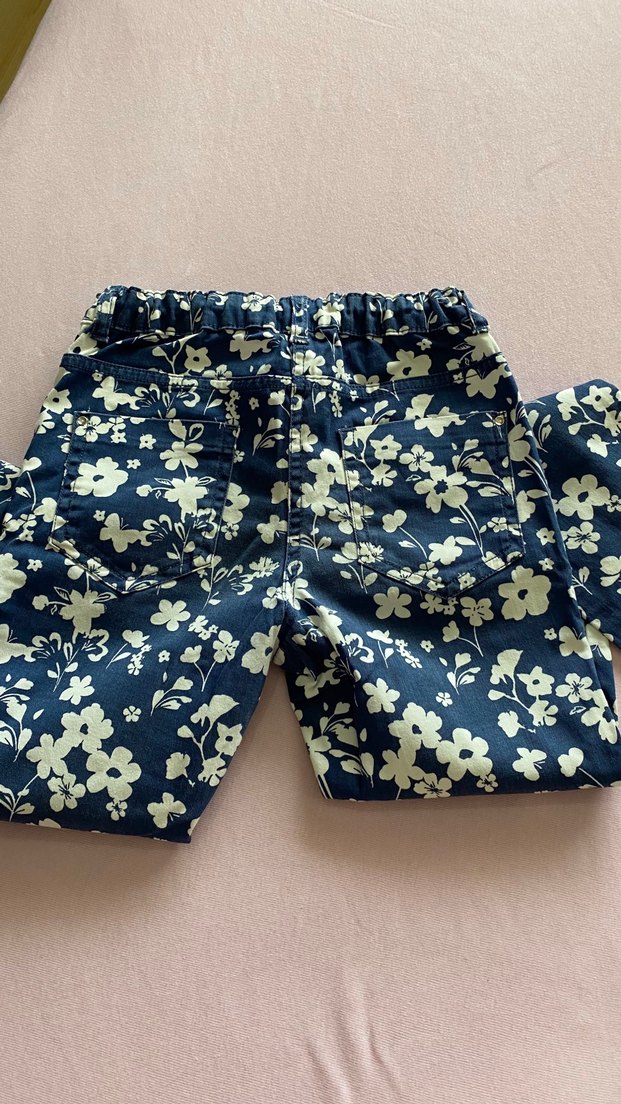 Çiçek Desenli Düğmeli Kadın Kot Pantolon - Görsel 2