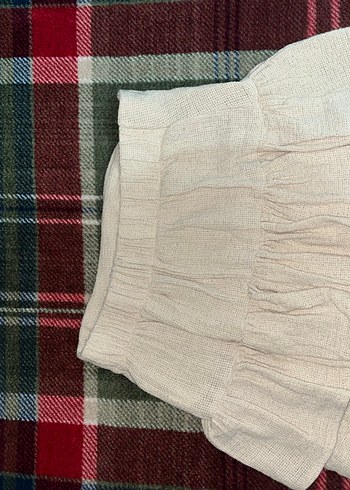 Bej Kadın Fırfırlı Mini Keten Etek - Görsel 2