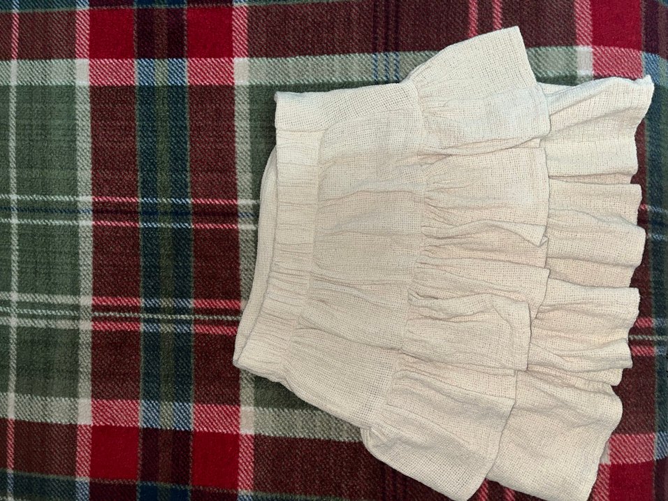 Bej Kadın Fırfırlı Mini Keten Etek - Görsel 2