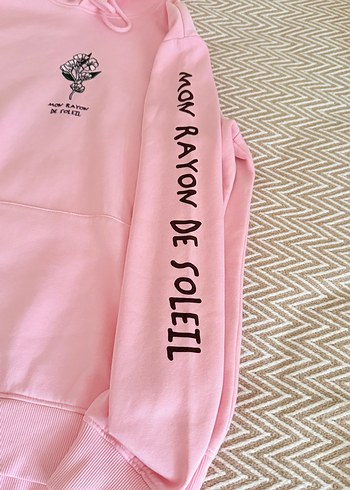 s Beden Pembe Kapüşonlu Yumuşak Sweatshirt