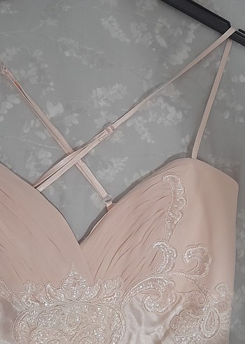 sıfır somon renkte abiye ceyizlik gecelik - Görsel 3