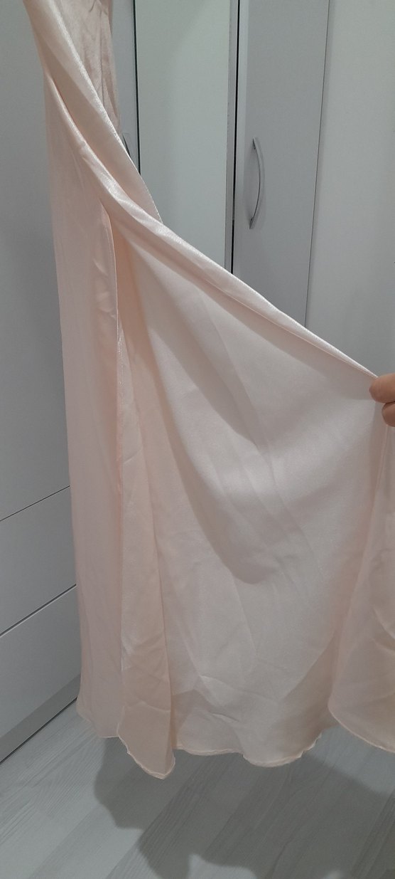 sıfır somon renkte abiye ceyizlik gecelik - Görsel 4