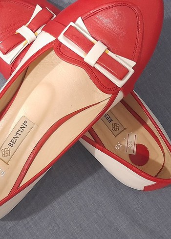 Kırmızı Deri Tokalı Kadın Düz Ayakkabı - Görsel 4