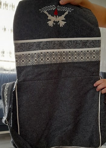 Gri Nakışlı Bohem Kadın Çantası - Görsel 4