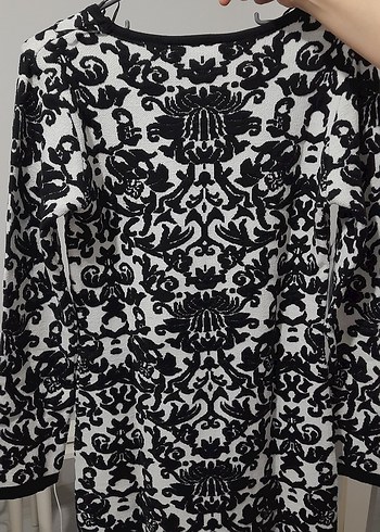 Siyah  Desenli Uzun Kollu Triko Elbise - Görsel 5