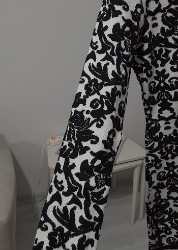 Siyah  Desenli Uzun Kollu Triko Elbise - Görsel 2