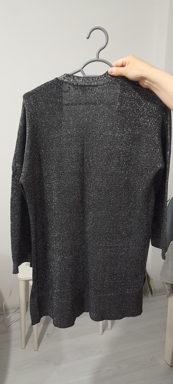 Kadın Gri Simli  Hırka - Görsel 4