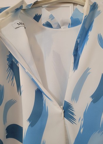 40 Beden Mavi Batik Desenli Uzun Bohem Elbise