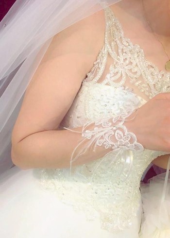 Beyaz Straplez A Kesim Gelinlik - Görsel 2