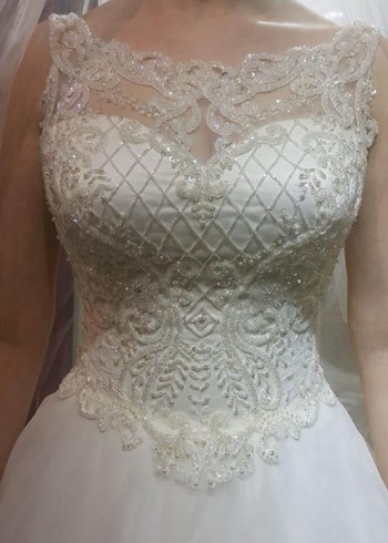 Beyaz Straplez A Kesim Gelinlik - Görsel 3