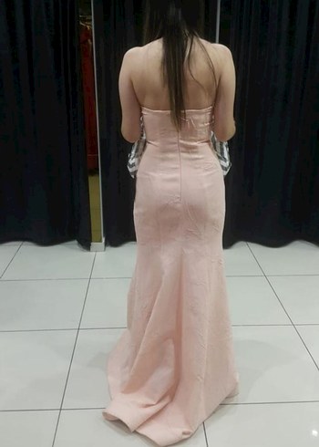 Pudra Pembe Straplez Uzun Abiye Elbise - Görsel 2