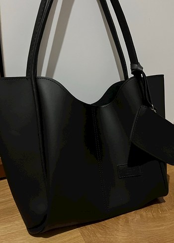 Siyah Minimalist Deri Kadın Çanta - Görsel 2