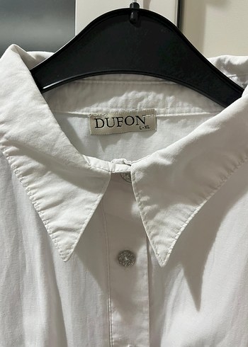 Düğmeli Beyaz Keten Gömlek - Görsel 2