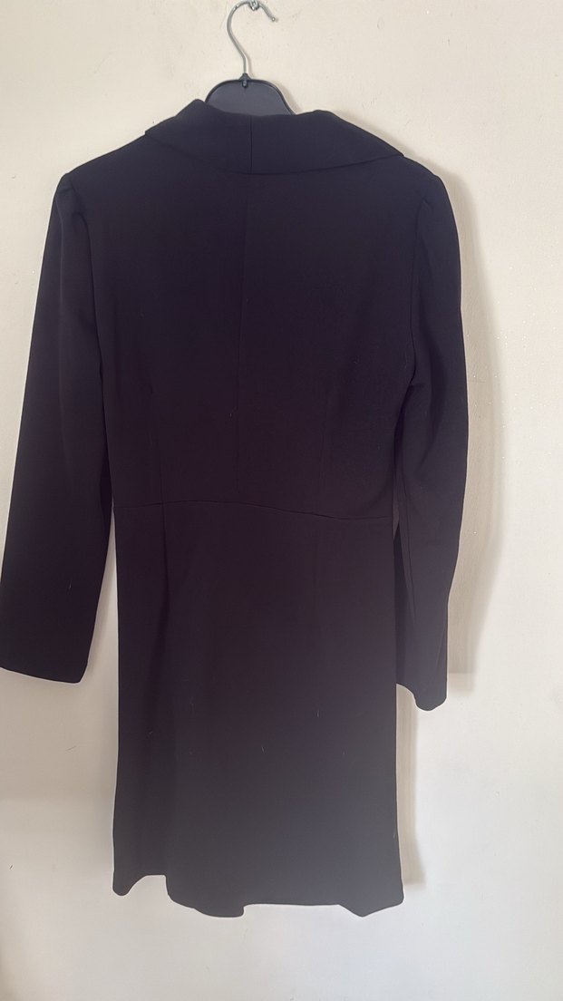 Uzun Kollu Drapeli Siyah elbise - Görsel 2