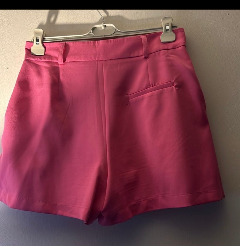 Kadın Pembe Mini Yüksek Bel Şort - Görsel 2