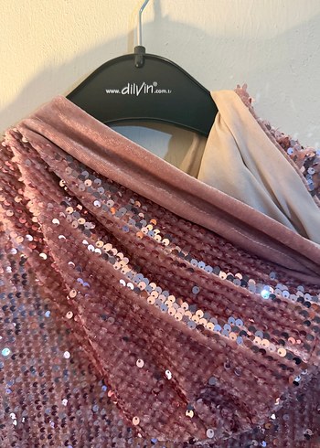 Pembe payet KapüşonluElbise- Ceket - Görsel 4