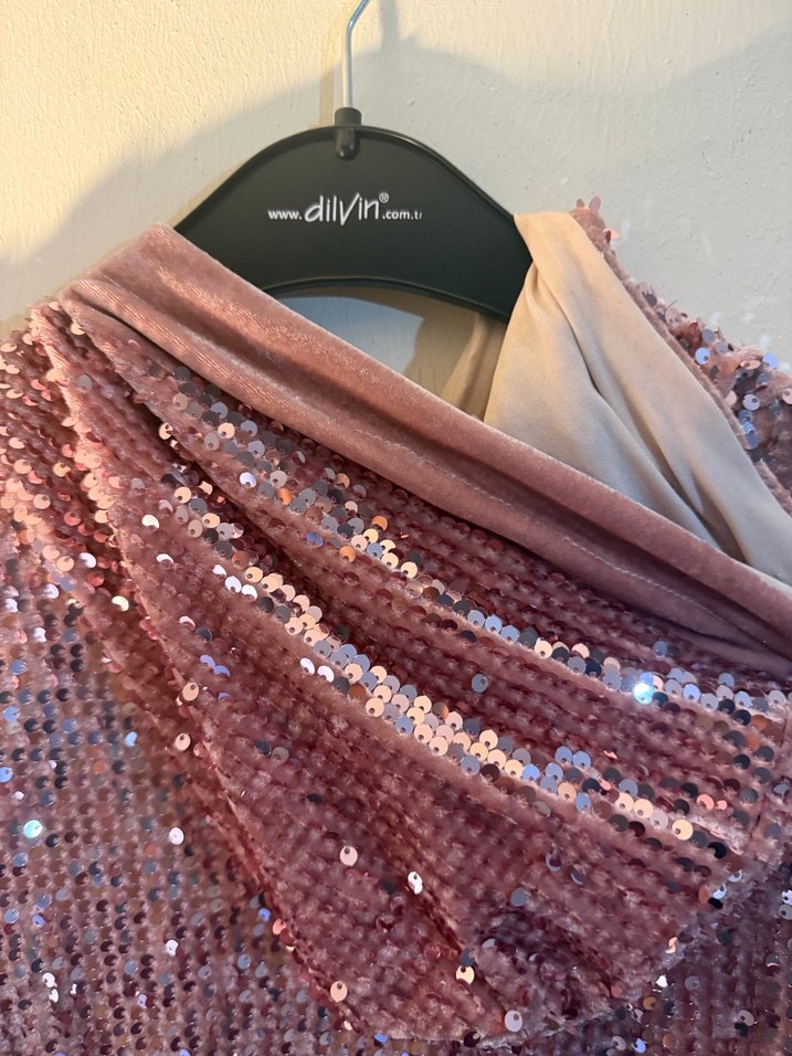 Pembe payet KapüşonluElbise- Ceket - Görsel 4