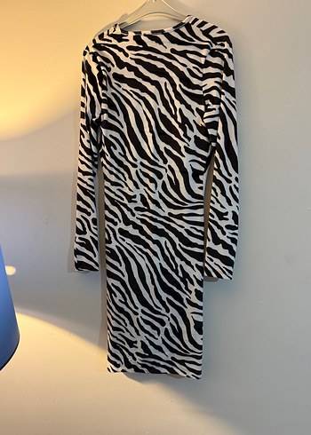 Zebra Desenli Uzun Kollu Mini Elbise - Görsel 2