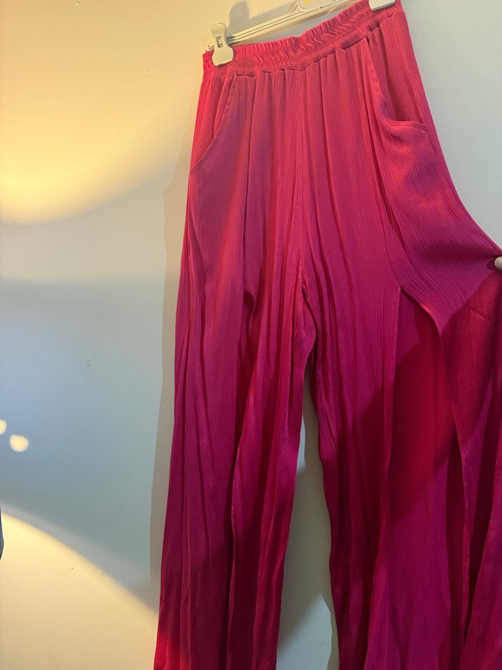 Pembe Pilili Bol Kesim pantolon - Görsel 4