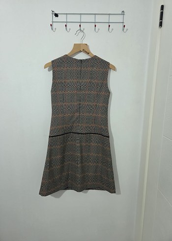 Kahverengi Kemerli Mini Kolsuz Elbise - Görsel 2