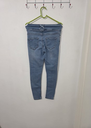 Düğmeli Mavi Kadın Kot Pantolon - Görsel 2