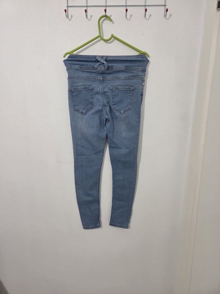 Düğmeli Mavi Kadın Kot Pantolon - Görsel 2